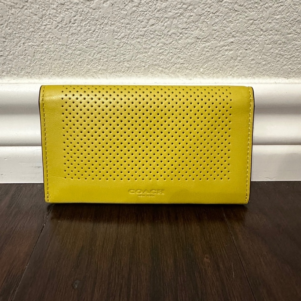 Coach Unisex Perforated Leather Clutch Bifold Wallet
